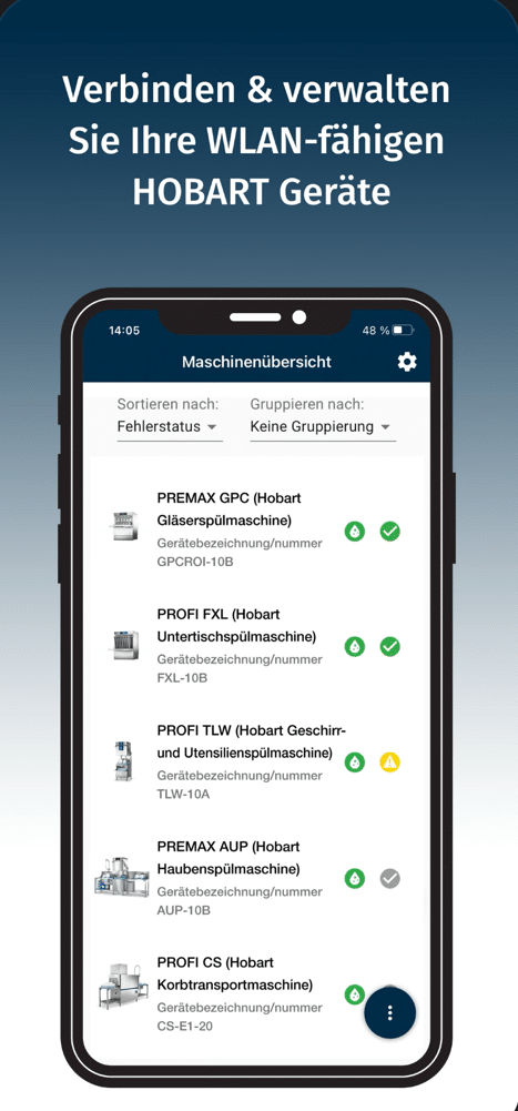 Hobart SmartConnect App Übersicht