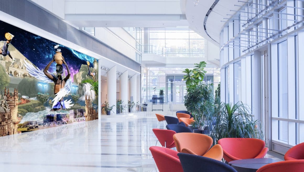 LG LED-Signage-Displays in einer Lobby