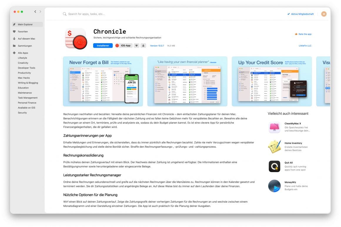Finanzen richtig ordnen mit Setapp: Chronicle