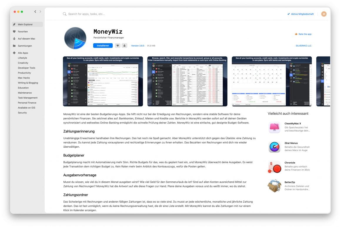Finanzen richtig ordnen mit Setapp: MoneyWiz