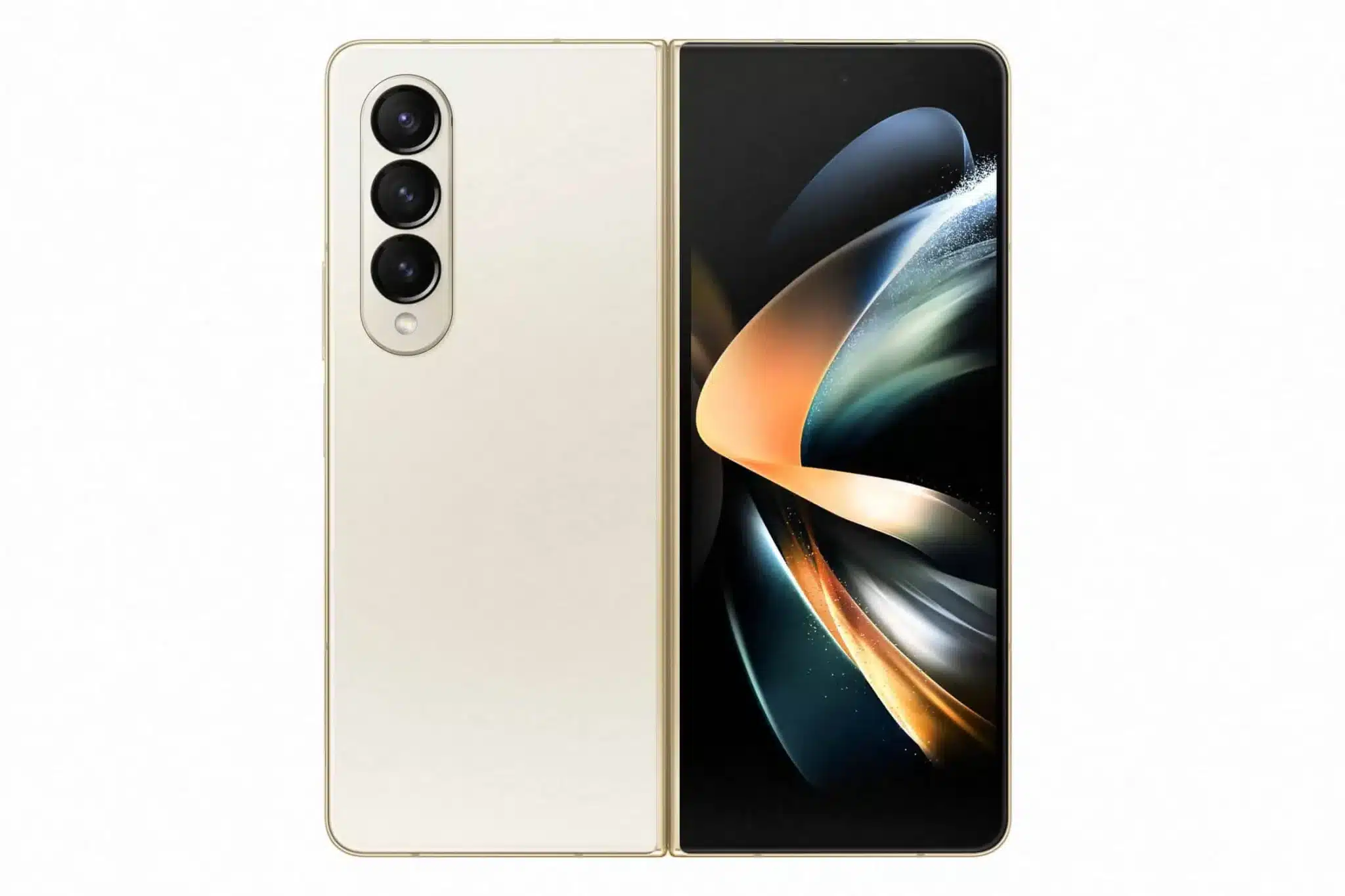 Samsung Galaxy Z Fold4 in Beige.