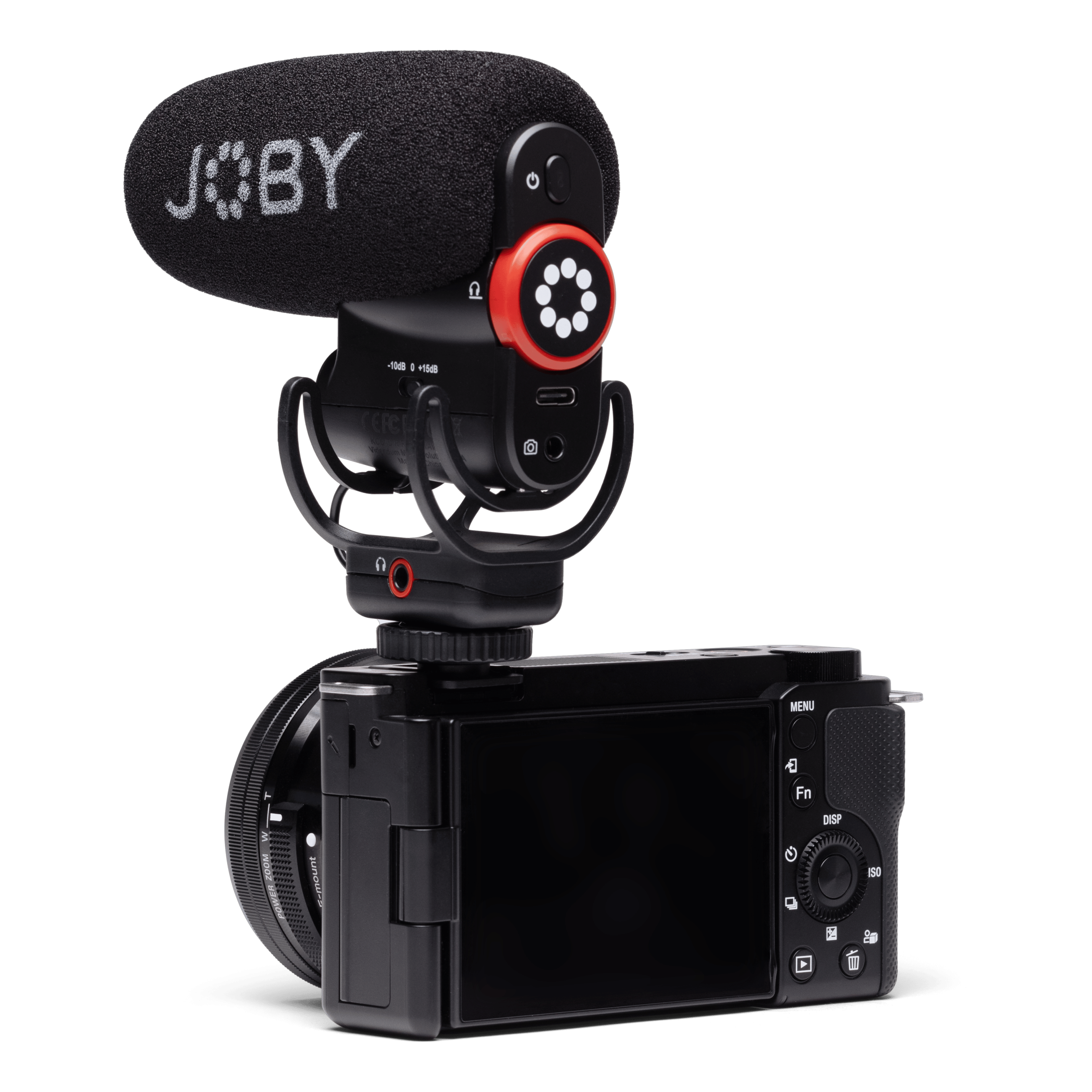 JOBY Wavo PLUS Vlogging-Mikrofon auf einer Kamera