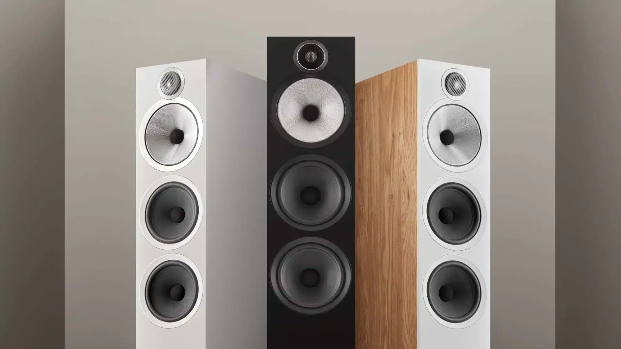 Bowers & Wilkins 603 S3 in Weiß, Schwarz und Eiche; Copyright: Bowers & Wilkins