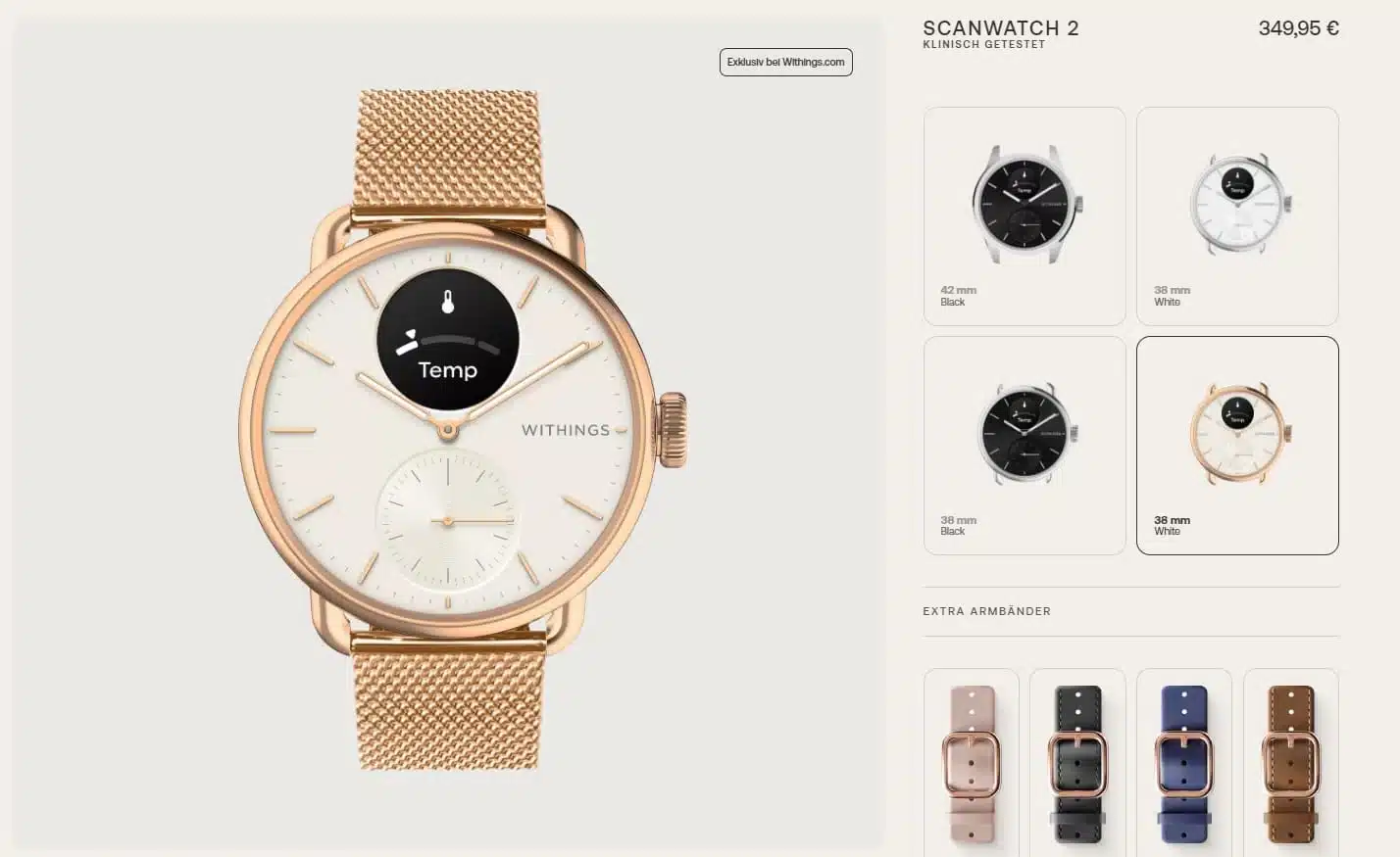 Withings ScanWatch 2 Individualisierungsoptionen