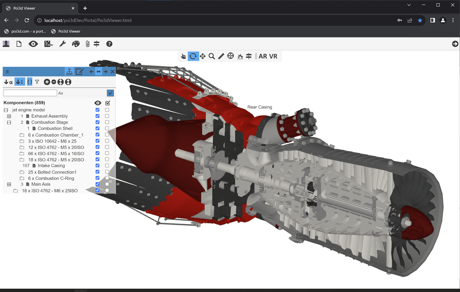 Poi3d.com Screenshot mit Jet Engine