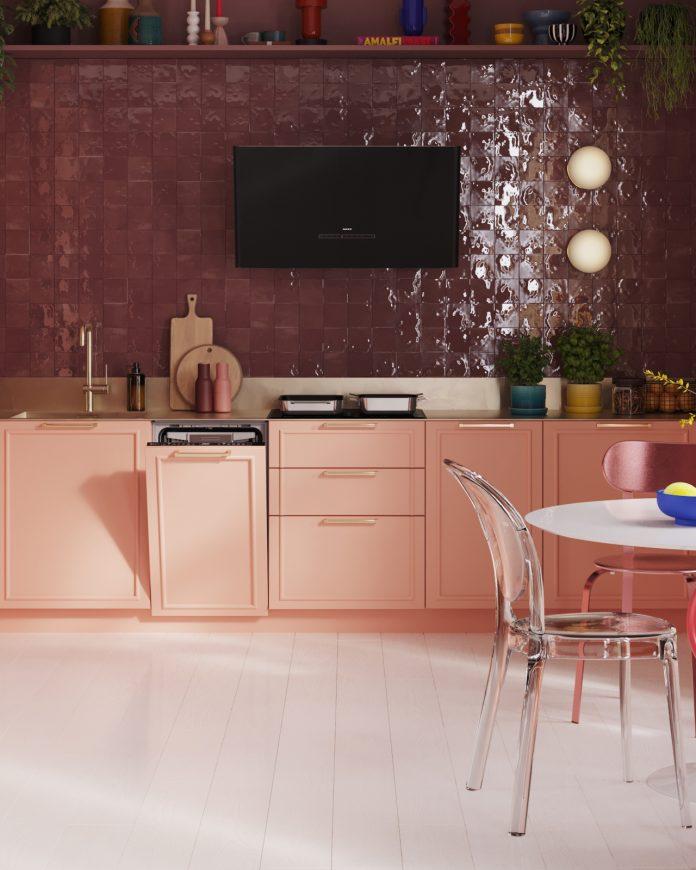 Neff Küche in Peach Fuzz Gesamtansicht hochkant