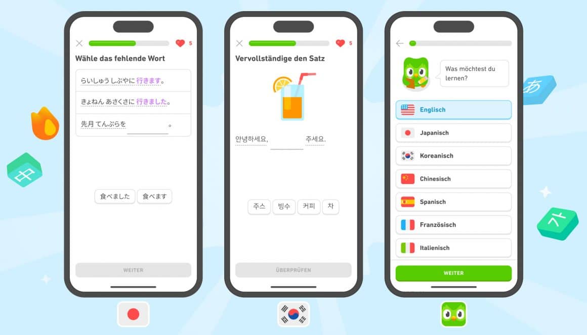 Asiatische Sprache in der Duolingo App