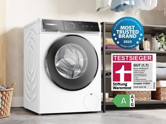 Saubere Leistung! Waschmaschinen von Bosch überzeugen die Stiftung Warentest